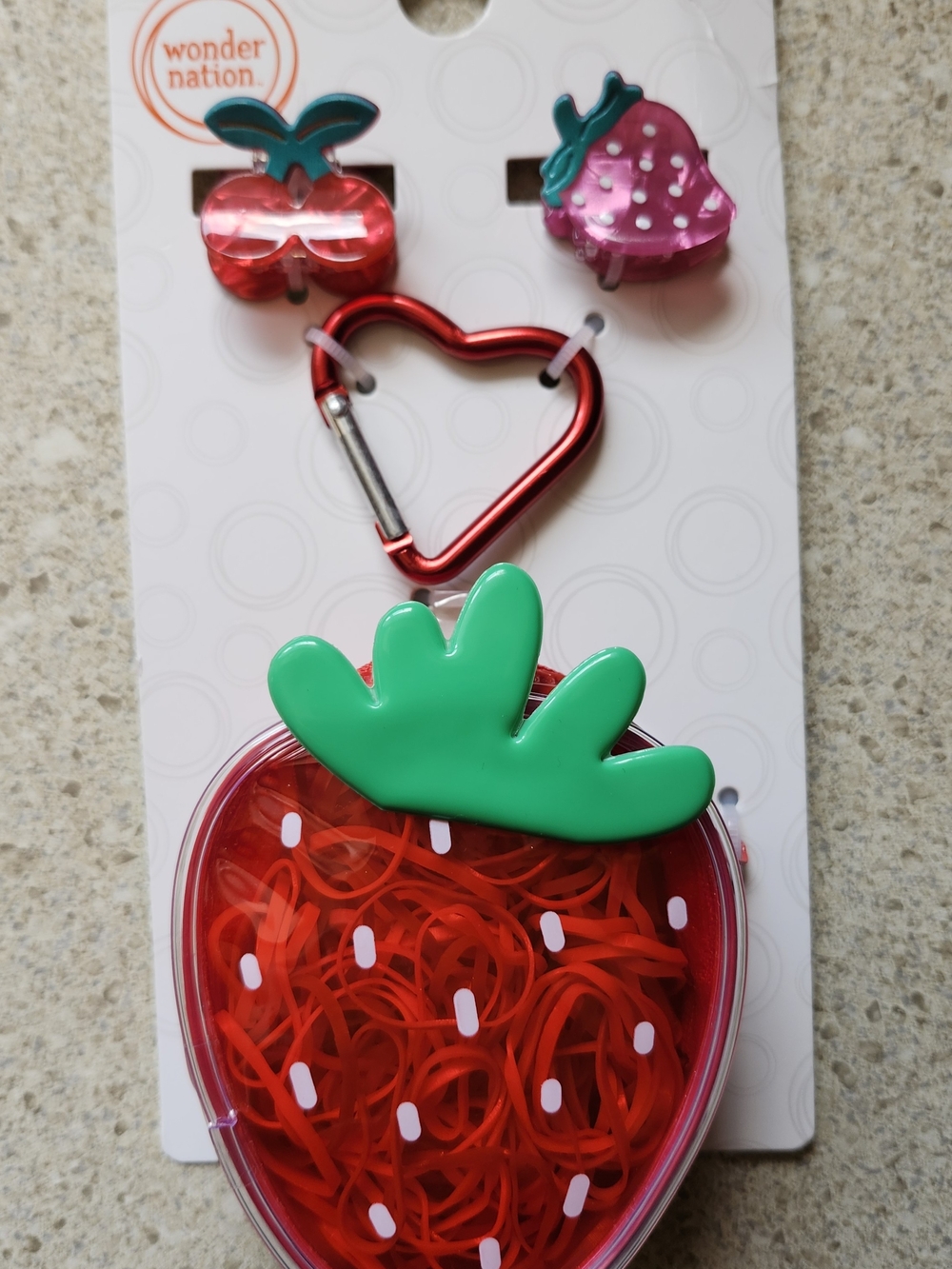 wonder nation Strawberry Hair Clip & Accessory Set - Red & Green